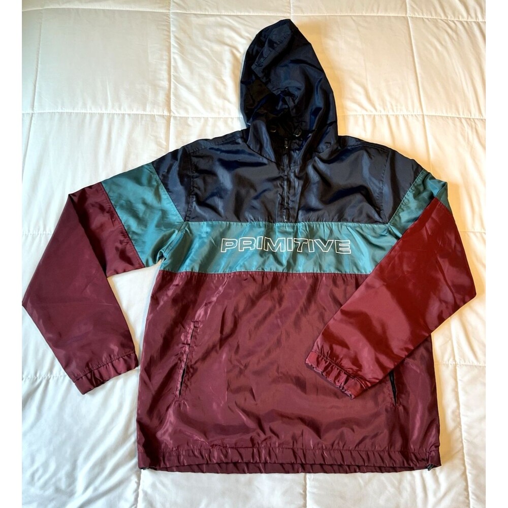 Primitive Levels Anorak Skateboard Half Zip Hooded Windbreaker Jacket Men’s L
